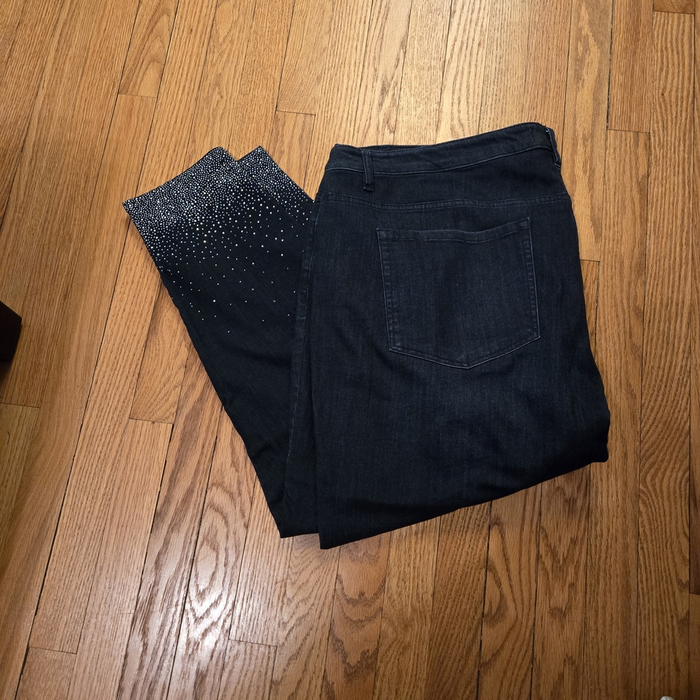 Lane Bryant Black Skinny Jeans with Rhinestone Accents 28W - Picture 6 of 6
